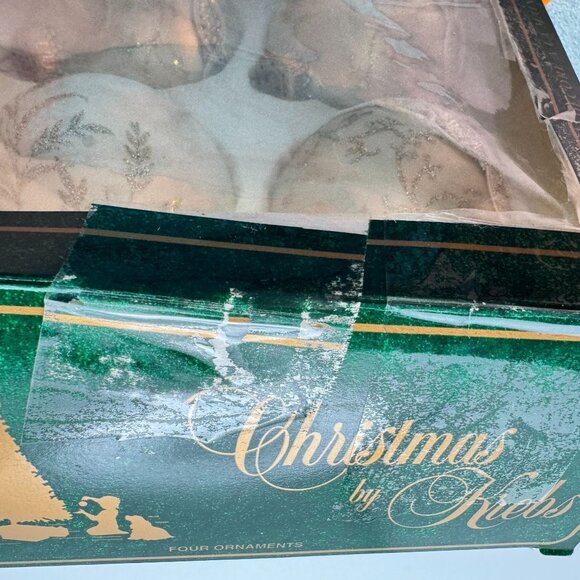 Krebs Glass Victorian Christmas Ornament Set Of 4 Cream Gold Glitter Vtg 2.5" - Picture 16 of 16